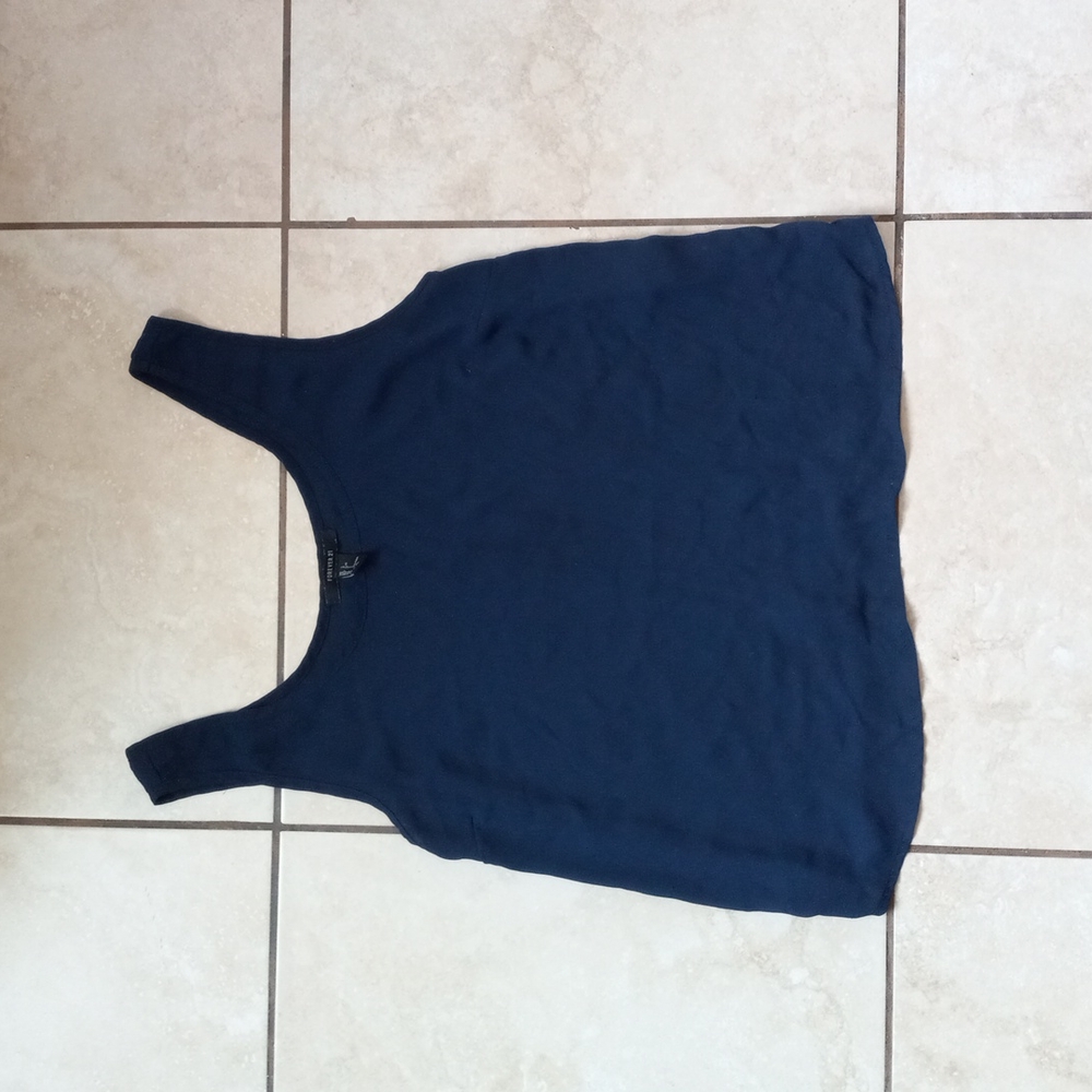 Forever 21 Navy Blue Sheer Cropped Tank Top